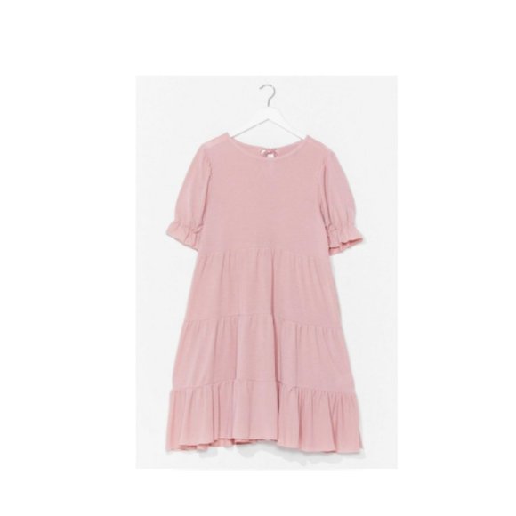 Pink Hot Puff Tiered Mini Dress - Picture 3 of 8